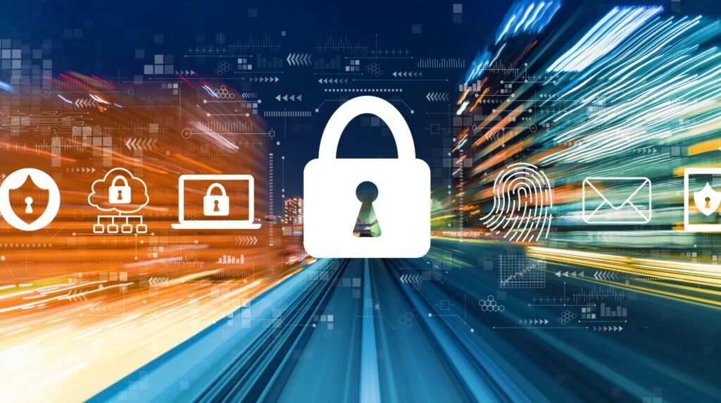 Internet network security concept with high speed motion blur
