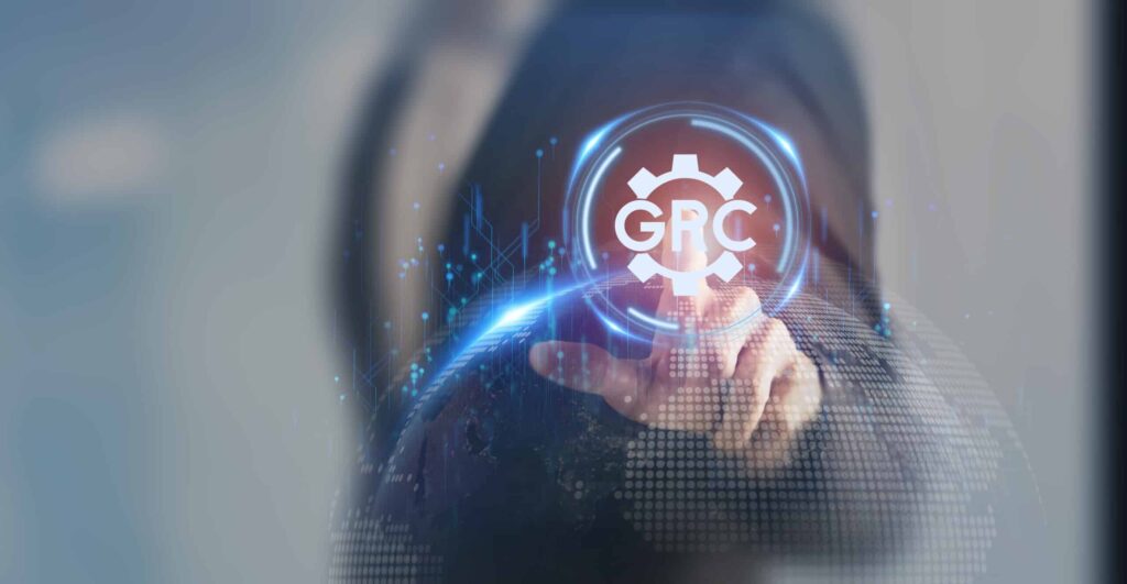 GRC Governance Risk and Compliance concept. Structuring way to align IT with business goals. Reduce wastage, increase efficiency, reduce noncompliance risk, and share information more effectively.